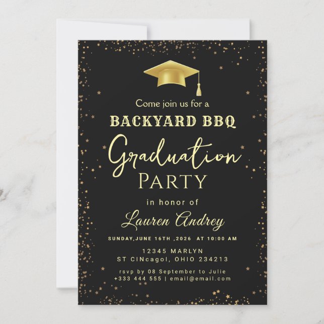 Backyard BBQ Graduation Party Invitation (Front)