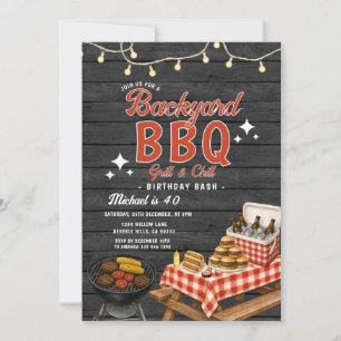 Backyard BBQ Grill & Chill Birthday Outdoor party Invitation