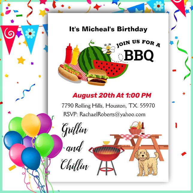Backyard BBQ Grillin & Chillin Birthday  Invitatio Invitation (Creator Uploaded)