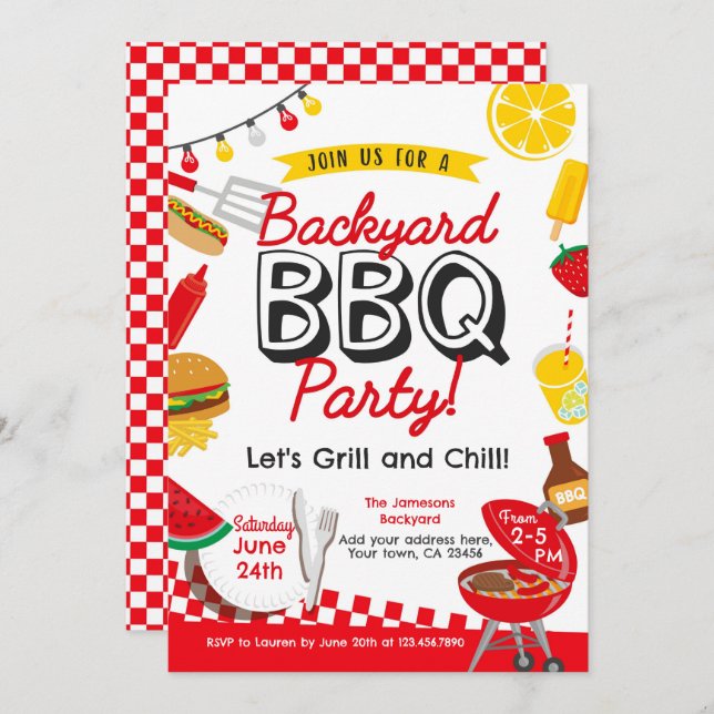 Backyard BBQ  Invitation (Front/Back)
