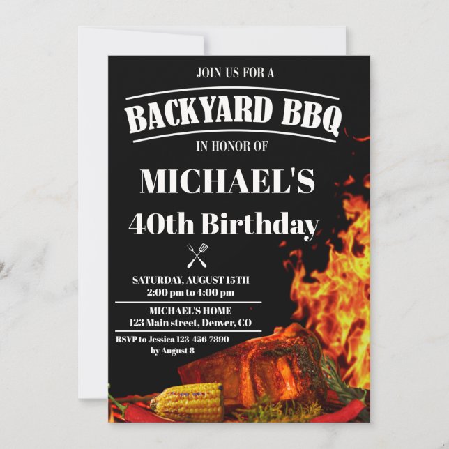 Backyard BBQ invitation Barbeque birthday invite (Front)