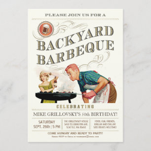 Backyard BBQ Invitations   Vintage Classic V.1