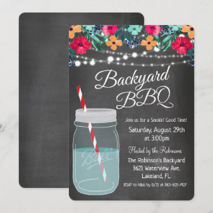 Backyard BBQ Mason Jar Invitation