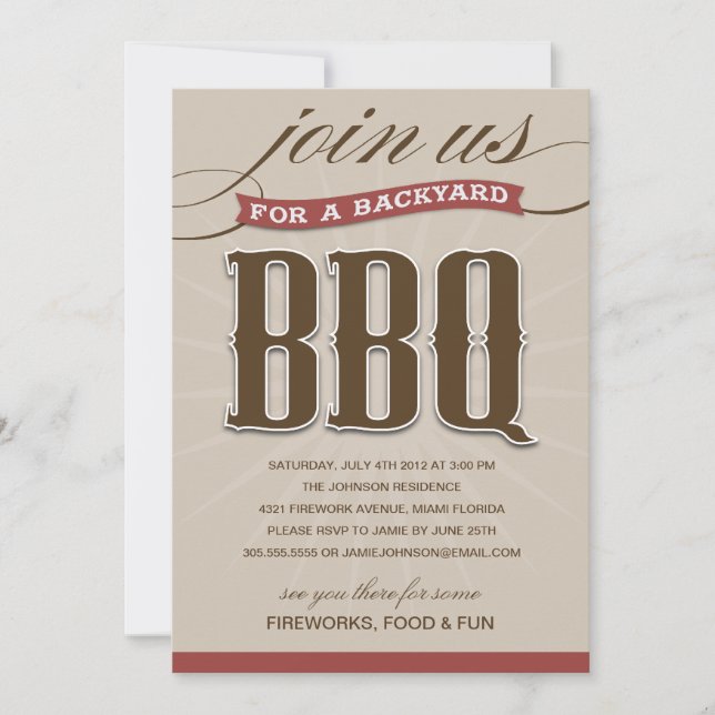 BACKYARD BBQ  | PARTY INVITATION (Front)