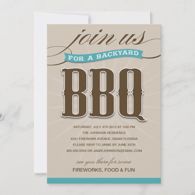 BACKYARD BBQ  | PARTY INVITATION (Front)