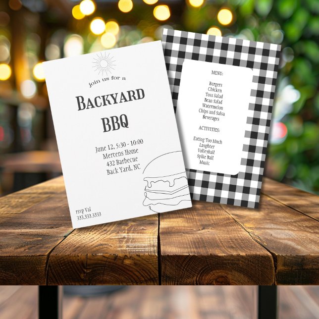 Backyard BBQ Party Rustic Plaid Barbecue Invitation (Creator Uploaded)
