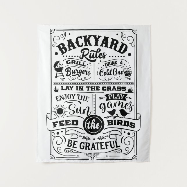Backyard BBQ Rules Tapestry (Front)