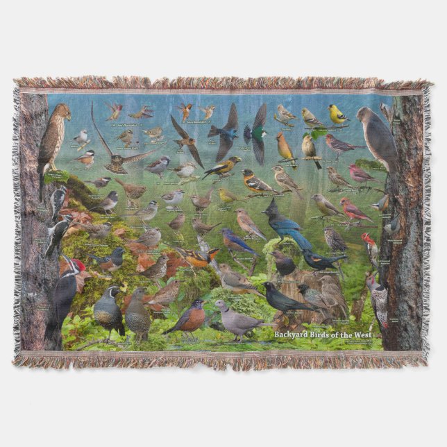 Backyard Birds of the West Throw Blanket (Front)