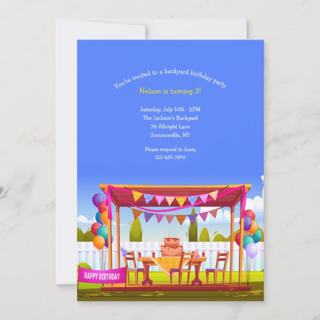 Backyard Birthday Party Invitation (Front)