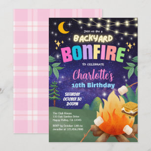 Backyard Bonfire Birthday Party (Any Age) Girl Invitation