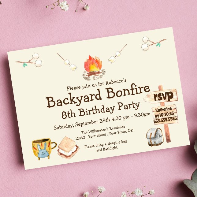 Backyard Bonfire Camping Birthday Party Invitation (Creator Uploaded)