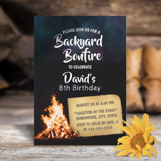Backyard Bonfire Under Stars Camping Birthday Invitation (Creator Uploaded)