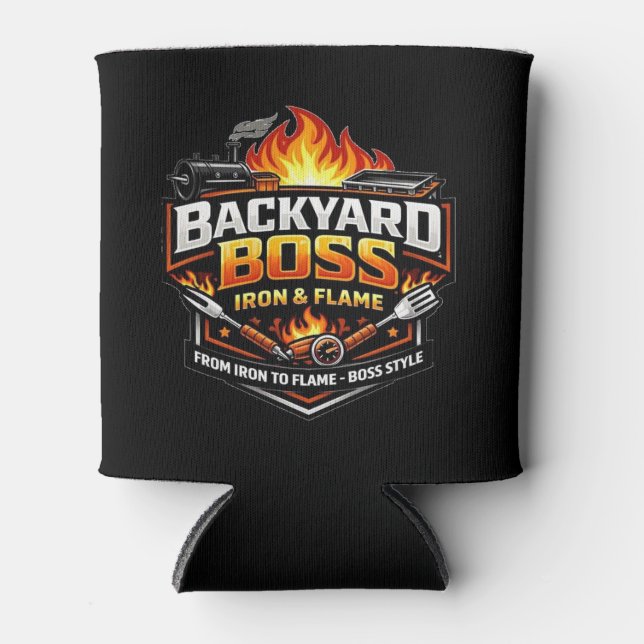 Backyard Boss Iron & Flame Chillin & Grillin Can Cooler (Front)