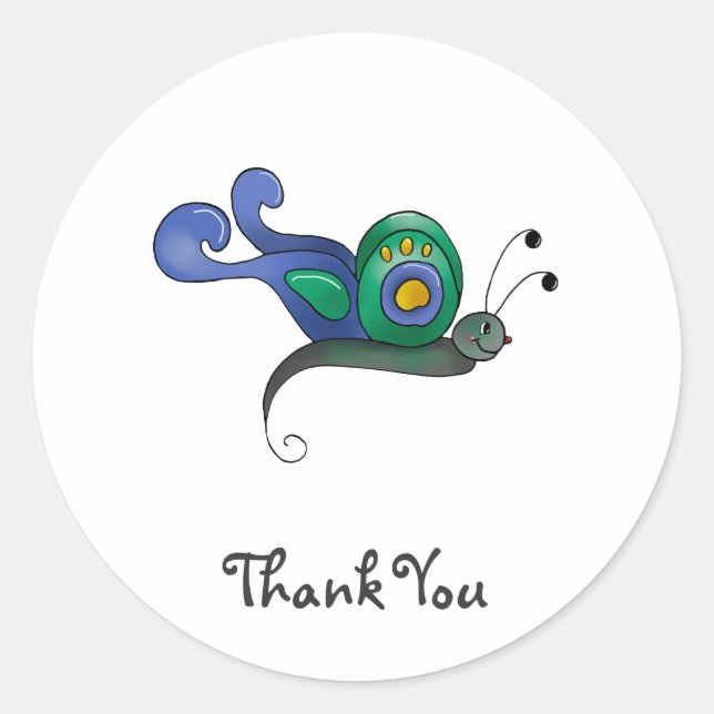 Backyard Buggies · Blue & Green Butterfly Classic Round Sticker (Front)