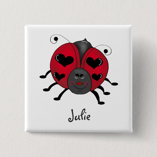 Backyard Buggies · Smiling Ladybug 15 Cm Square Badge (Front)