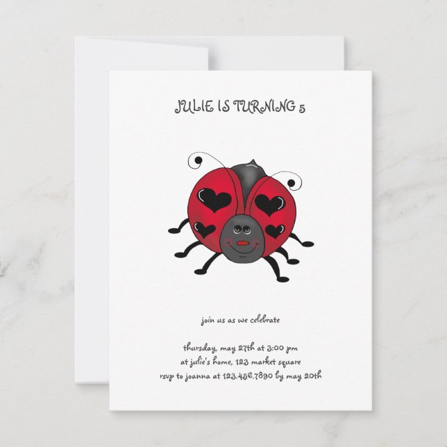 Backyard Buggies · Smiling Ladybug Invitation (Front)