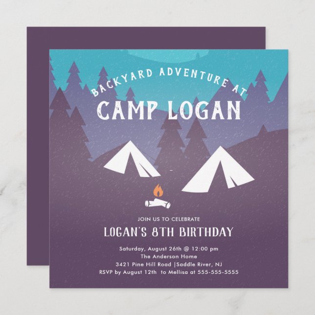 Backyard Camping Birthday Invitation (Front/Back)