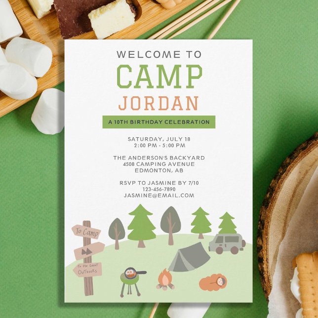 Backyard Camping Birthday Under the Stars Outdoors Invitation (Creator Uploaded)