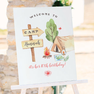 Backyard Camping Girls Birthday Party Poster