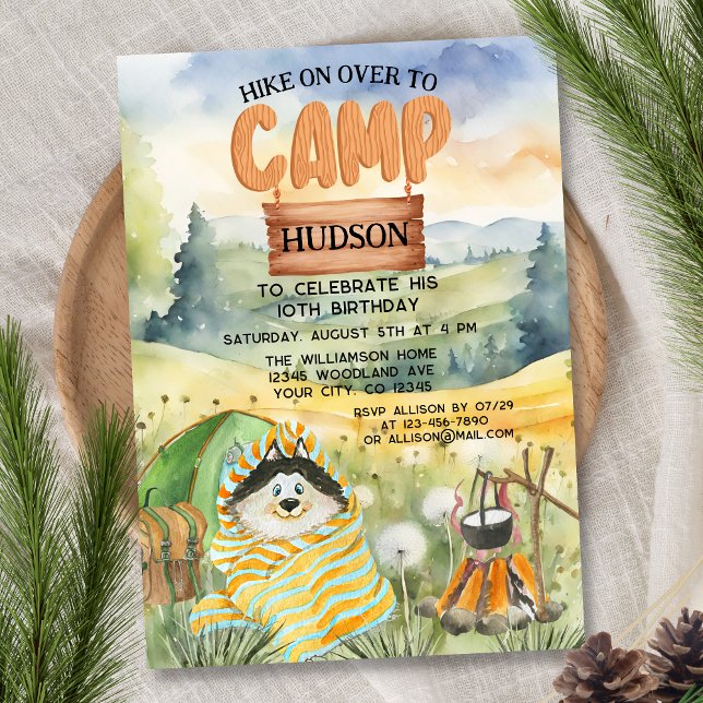 Backyard Campout Camping Outdoor Birthday Cute Dog Invitation (Creator Uploaded)