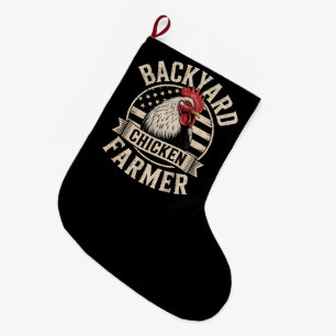 Backyard Chicken Farmer American Patriotic Farmer Large Christmas Stocking