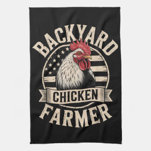 Backyard Chicken Farmer American Patriotic Farmer Tea Towel