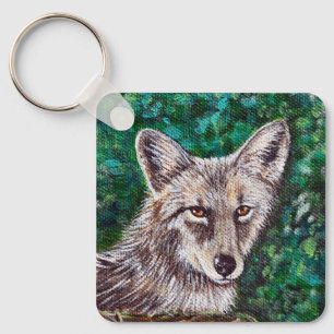 Backyard Coyote Painting Keychain