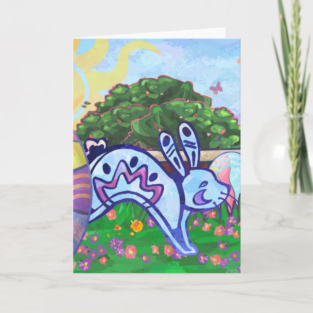 Backyard Easter Bunny Greeting Card (Front)