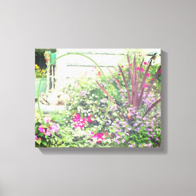 Backyard Flower Garden Painting Add Your Own Photo Canvas Print (Front)