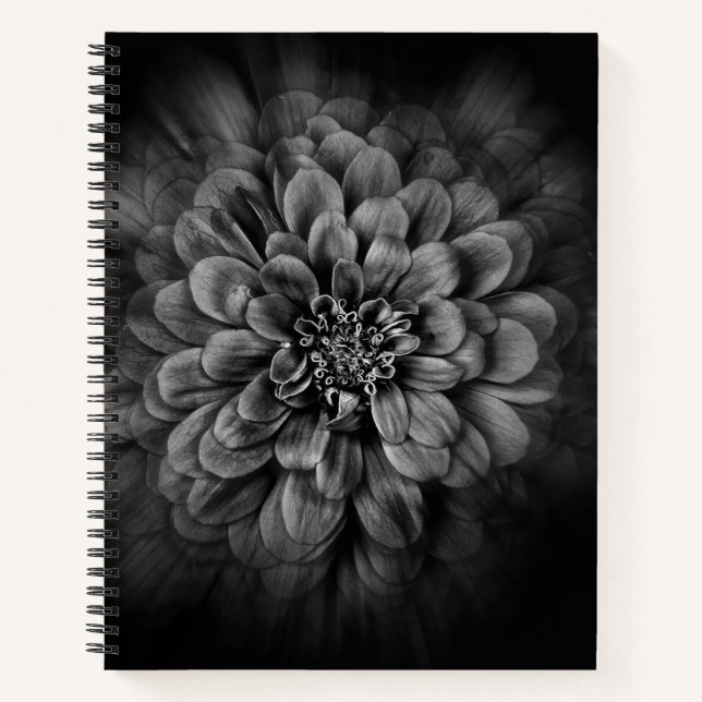 Backyard Flowers In Black And White No 54 Flow Notebook (Front)