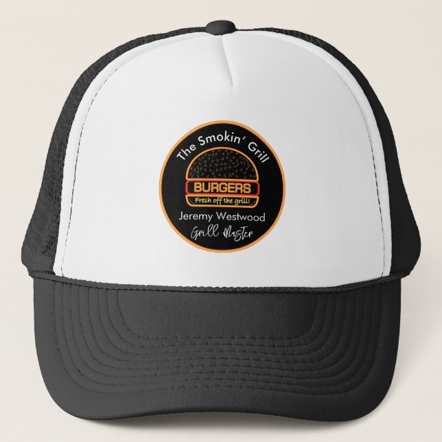 Backyard Grill Master Burgers Baseball  Trucker Hat (Front)