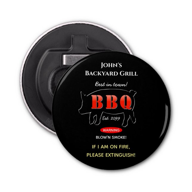 Backyard Grill Master Grilling BBQ Cook Magnet Bottle Opener (Front)
