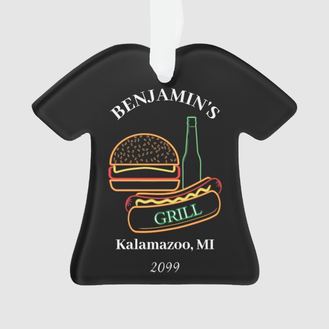  Backyard Grill with Burgers Hot Dogs Beer Ornament (Front)