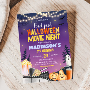 Backyard Halloween Birthday Party Movie Night Invitation