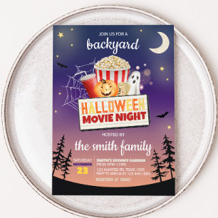 Backyard Halloween Movie Night Party Invitation