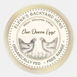 Backyard Hens Dozen Eggs Gold Border Label