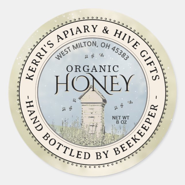 Backyard Hives Honey Label Hand Bottled Raw  (Front)