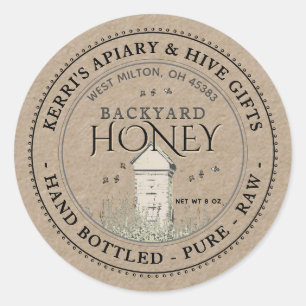 Backyard Hives Honey Label Hand Bottled Raw 