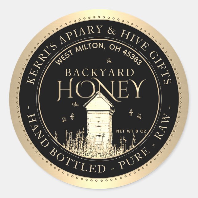 Backyard Hives Honey Label Hand Bottled Raw (Front)