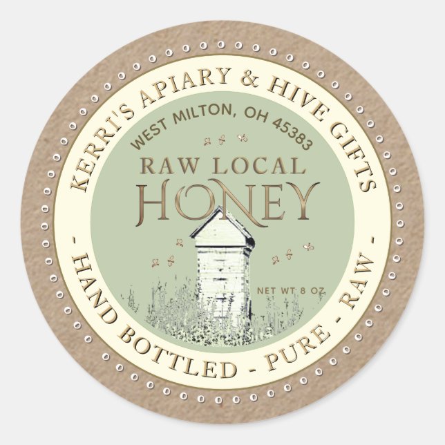 Backyard Hives Honey Label Hand Bottled Raw (Front)