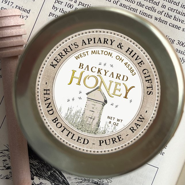 Backyard Hives Honey Label Hand Bottled Raw Linen (Creator Uploaded)