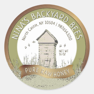 Backyard Hives Honey Pure Raw Honey Copper Green Classic Round Sticker