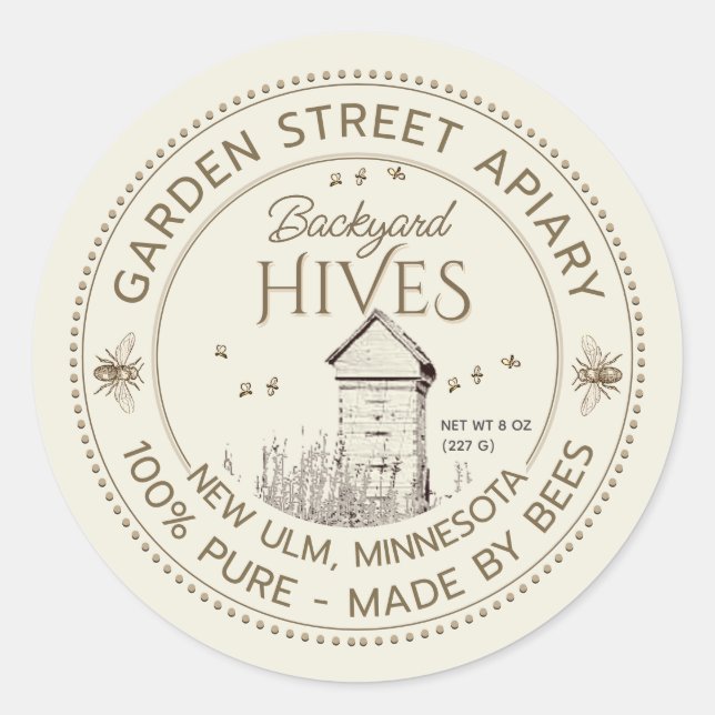 Backyard Hives Product Label Beekeeper Apiary (Front)