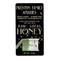 Backyard Honey 12 oz Jar Label Beehive Black