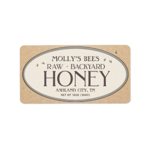 Backyard Honey Label (horizontal) Oval on Kraft 