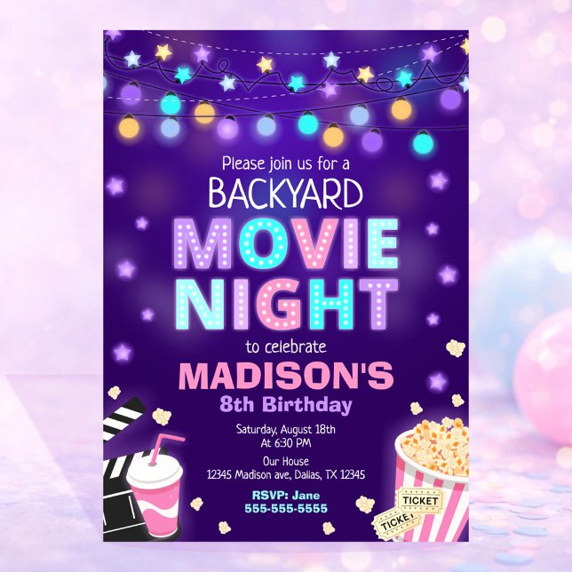 Backyard Movie Night Birthday Invitation (Creator Uploaded)