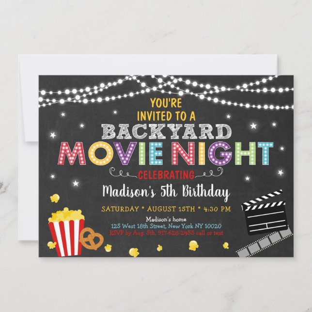 Backyard Movie Night Birthday Invitation (Front)