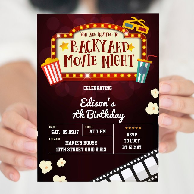 Backyard Movie Night Birthday Party Invitation (Creator Uploaded)