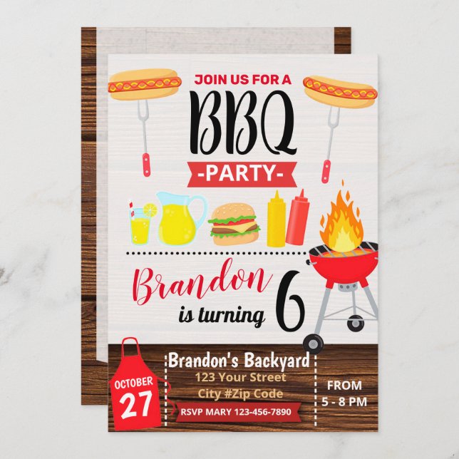 BACKYARD PARTY BBQ BIRTHDAY INVITATION (Front/Back)