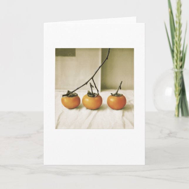 Backyard Persimmon Photo Painting Blank Greeting Card (Front)